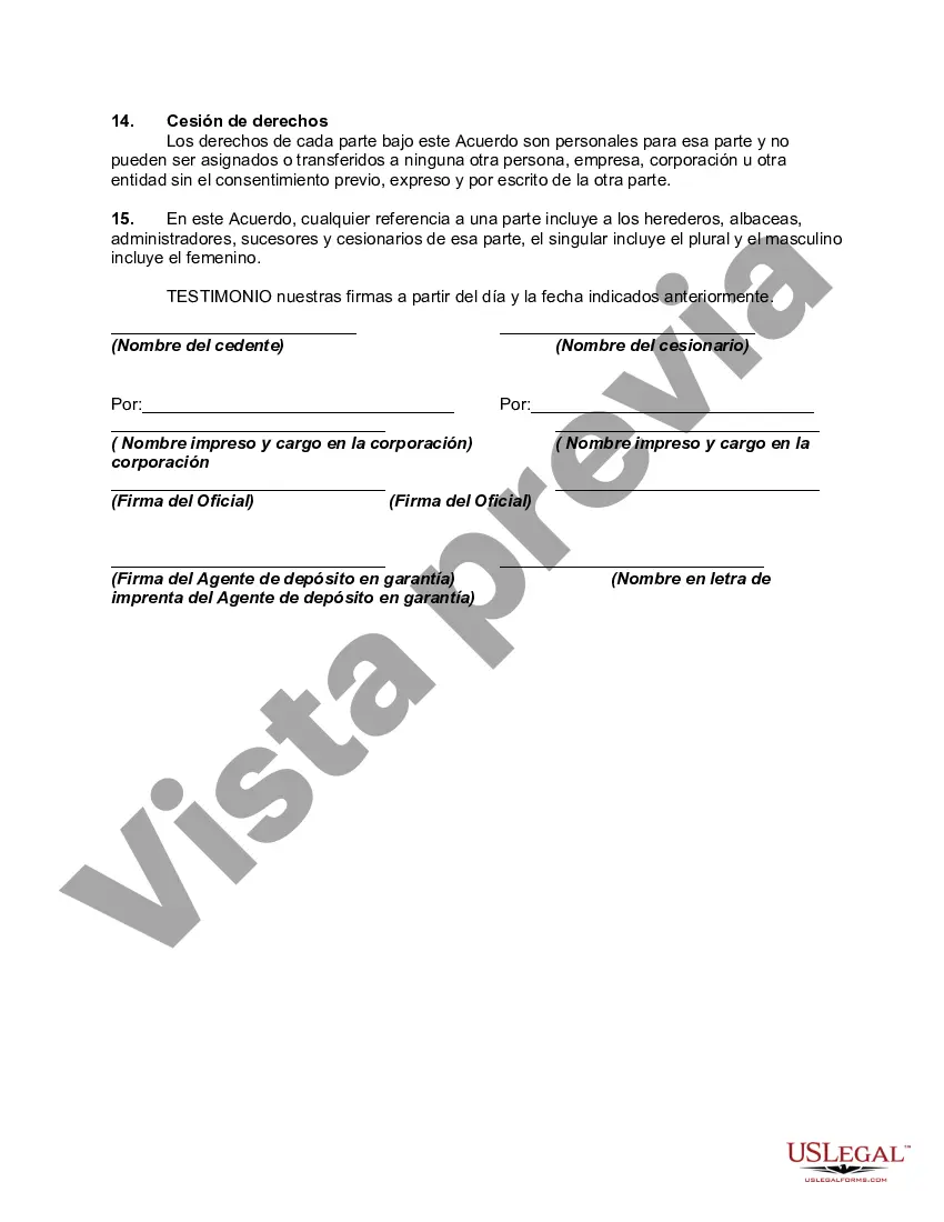 Preview Delegación de ejecución del contrato de depósito en garantía para la venta de bienes después de la delegación de ejecución del contrato de venta