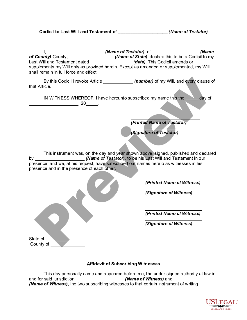 Changing Will with Codicil to Will Revoking Entire Article of Will | US ...