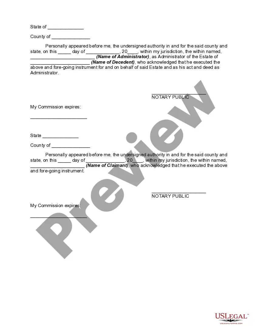 Preview Compromise of Creditor's Claim against Estate by Payment of Cash and Conveying of Real Property