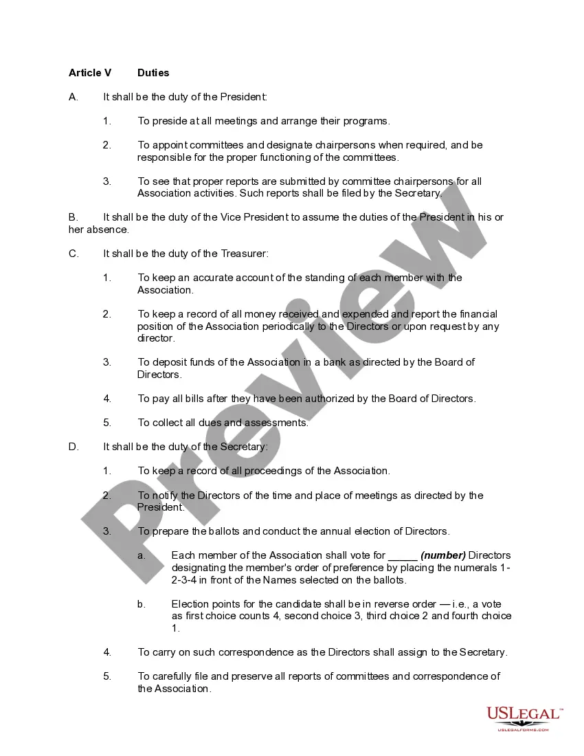 Get Bylaws of Unincorporated Association of Subdivision Residents Preview Bylaws of Unincorporated Association of Subdivision Residents