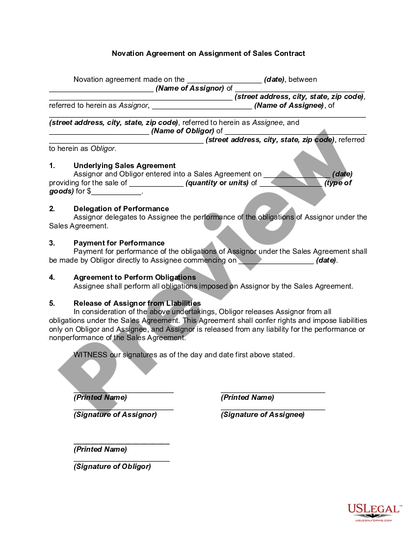 novation or assignment of contract