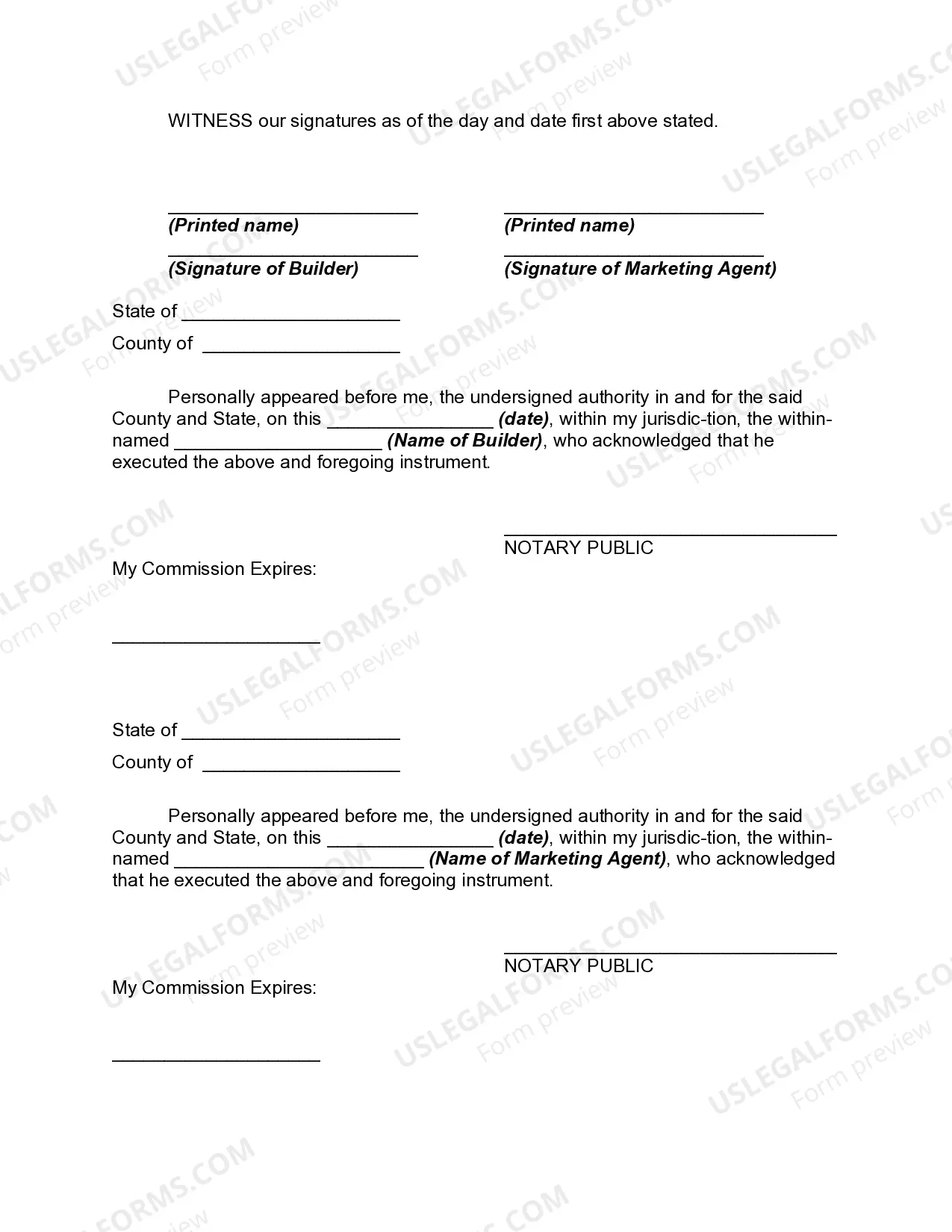 Preview Agreement to Incorporate to Erect Commercial Builder with Builder and Marketing Agent to become Shareholders in the Corporation and the Building to be Transferred to New Corporation