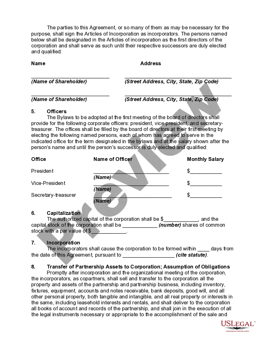Get Agreement to Partners to Incorporate Partnership Preview Agreement to Partners to Incorporate Partnership