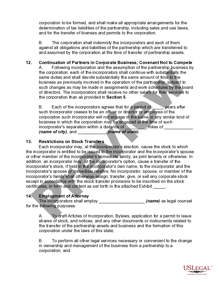 Get Agreement to Partners to Incorporate Partnership Preview Agreement to Partners to Incorporate Partnership