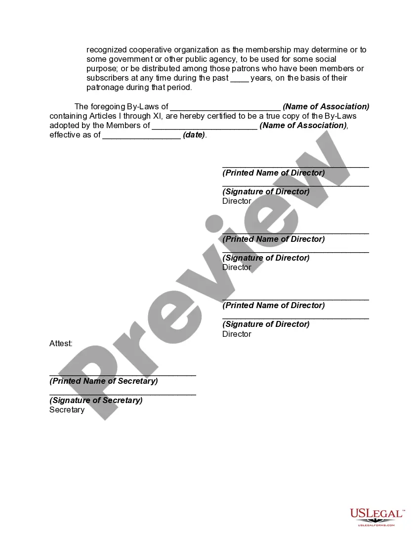 Preview Bylaws of a Cooperative Association of Consumers