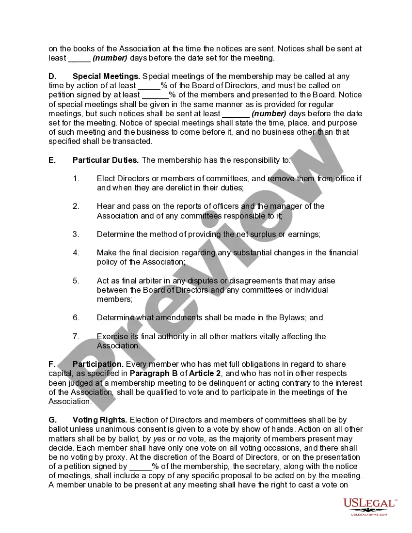 Preview Bylaws of a Cooperative Association of Consumers