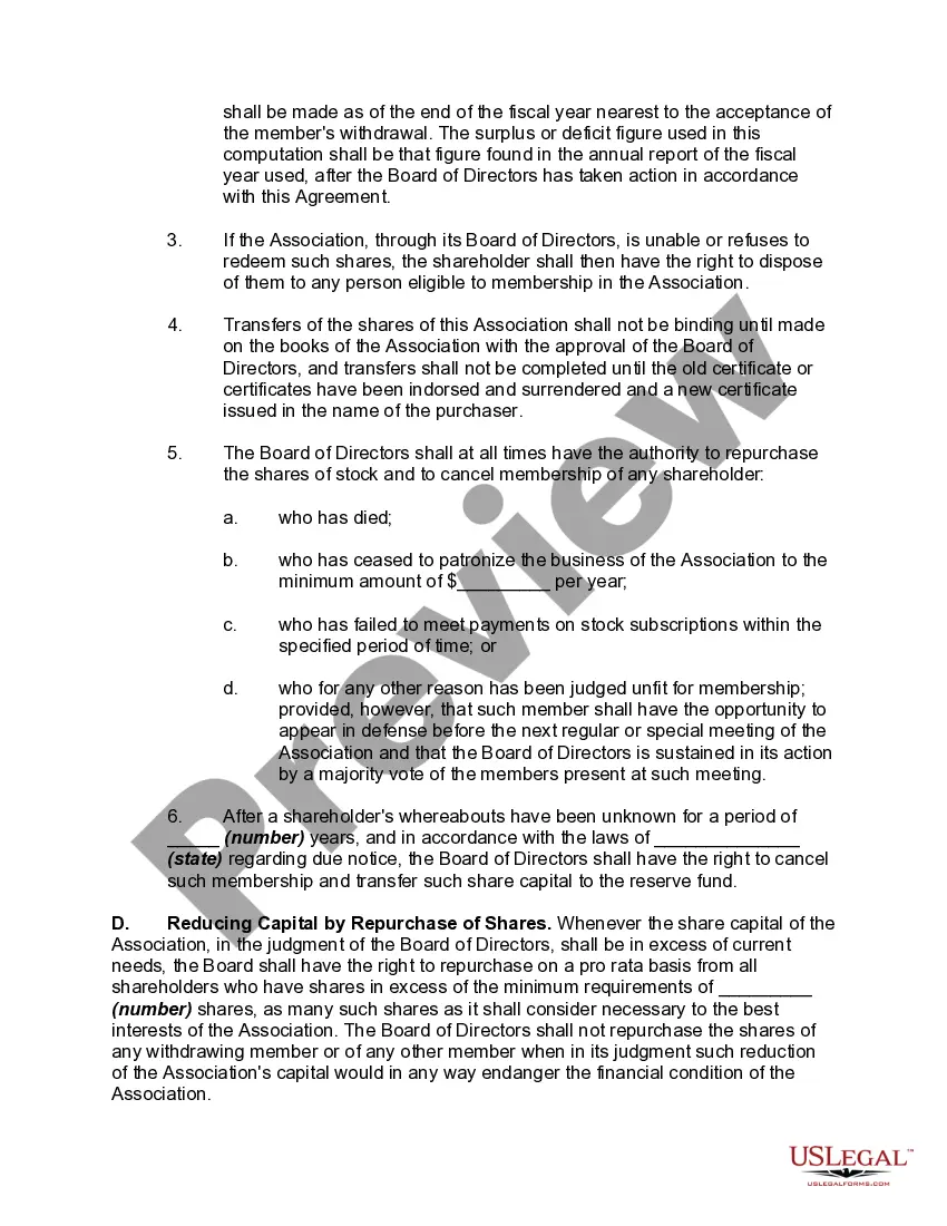 Preview Bylaws of a Cooperative Association of Consumers