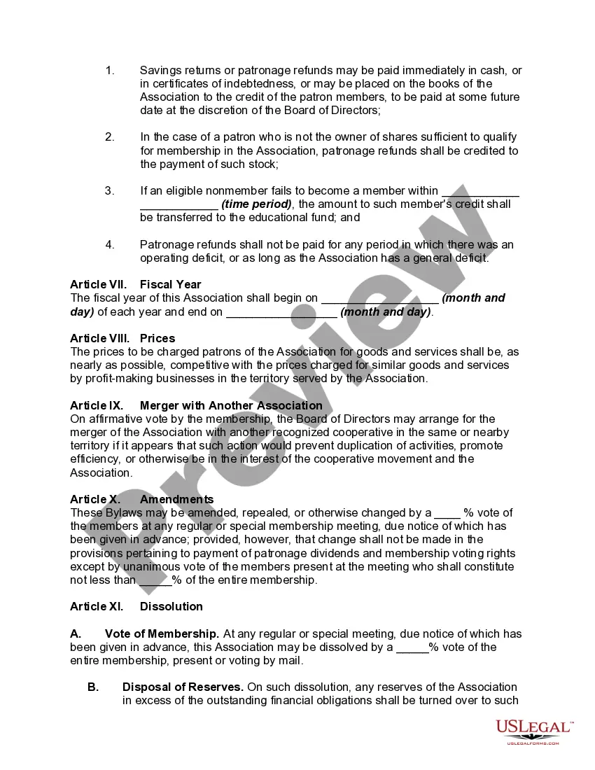 Preview Bylaws of a Cooperative Association of Consumers
