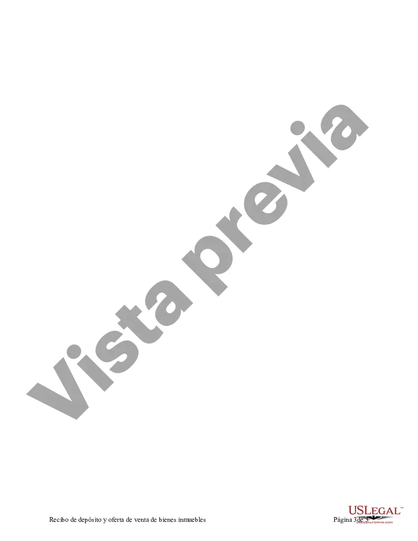 Preview Recibo de depósito y oferta de venta de bienes inmuebles por parte del vendedor que actúa sin corredor con aceptación