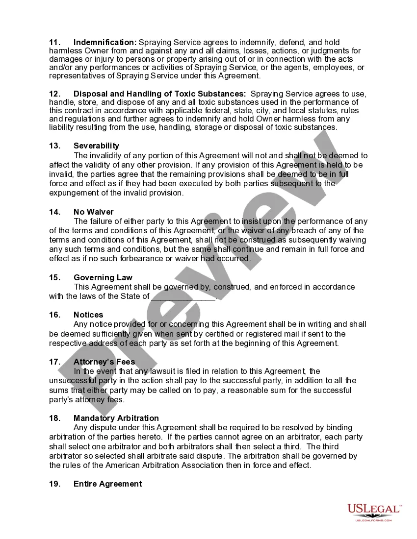 Preview Weed Spraying Agreement