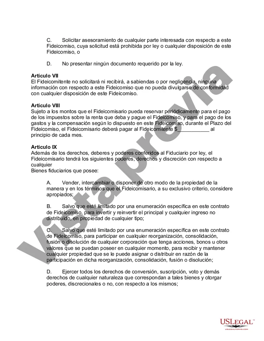 Preview Acuerdo de Fideicomiso Ciego para Individuo Privado en Oposición al Gobierno