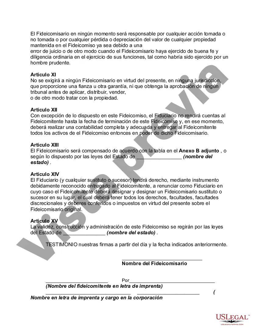Preview Acuerdo de Fideicomiso Ciego para Individuo Privado en Oposición al Gobierno
