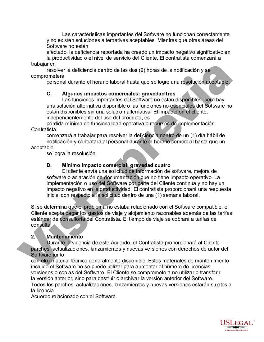 Preview Acuerdo de mantenimiento y soporte técnico de software