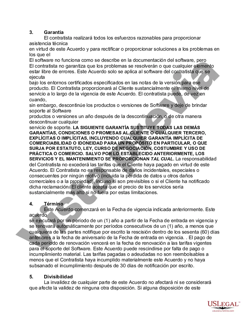 Preview Acuerdo de mantenimiento y soporte técnico de software