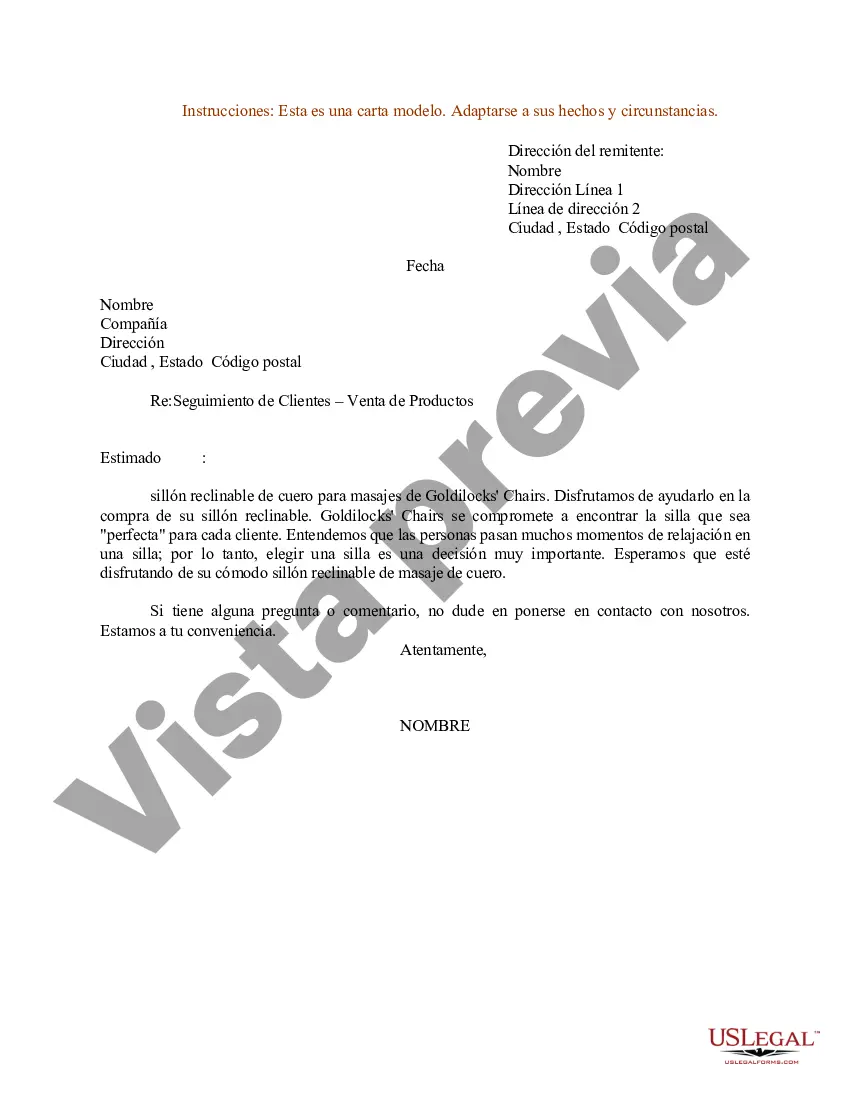 Preview Ejemplo de carta para seguimiento de clientes - Venta de productos