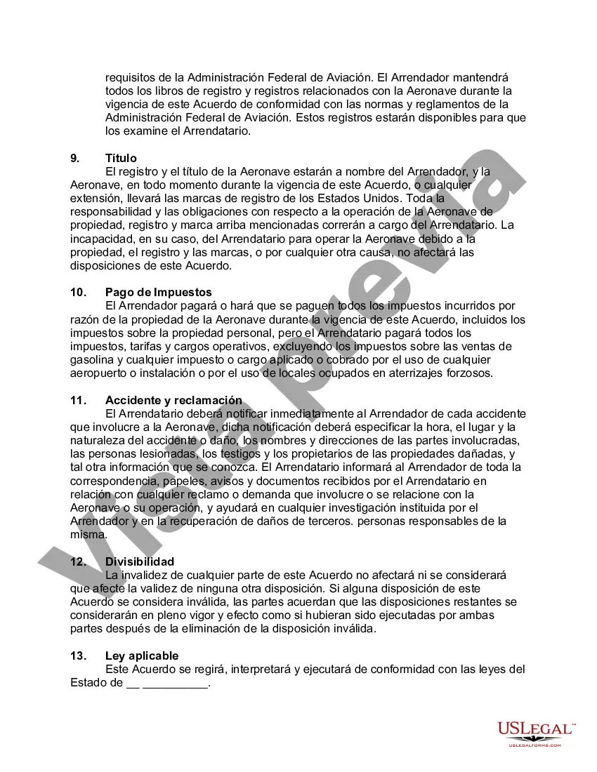 Preview Acuerdo de arrendamiento de aeronave con el arrendatario para suministrar un motor nuevo a cambio de horas de vuelo y adquirir una garantía mobiliaria en el motor