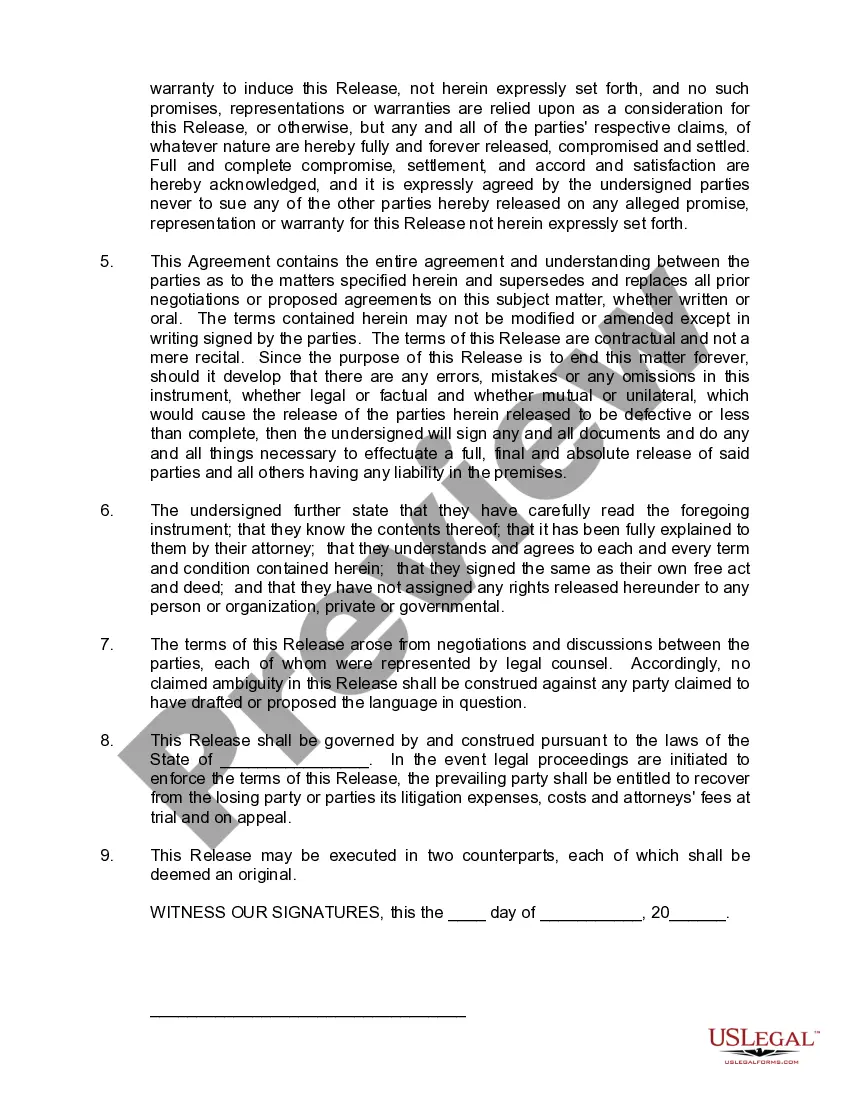 Get Settlement Agreement and Release of Claims - Litigation - Breach of Contract Preview Settlement Agreement and Release of Claims - Litigation - Breach of Contract
