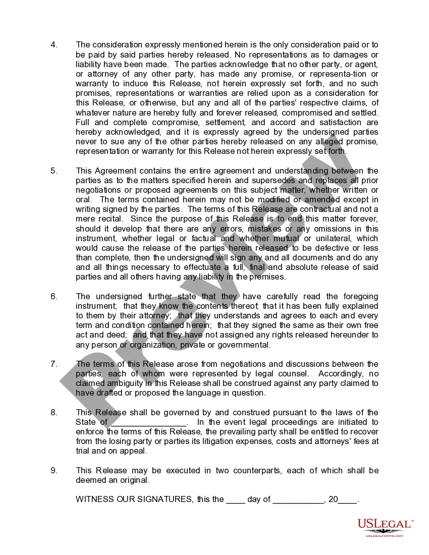Get Settlement Agreement and Release of Claims - Litigation - Breach of Contract Preview Settlement Agreement and Release of Claims - Litigation - Breach of Contract