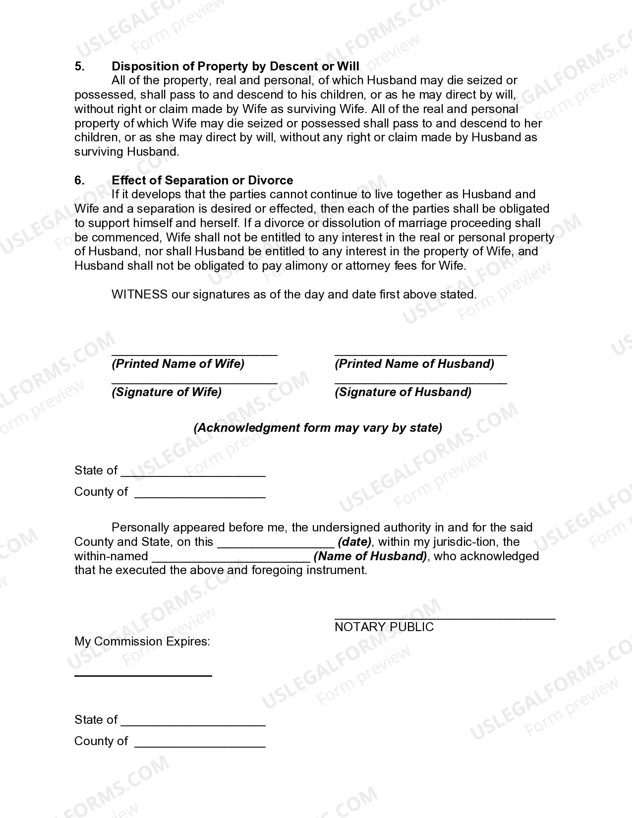Preview Settlement Agreement Between Husband and Wife Settling Property Dispute and Future Property Rights