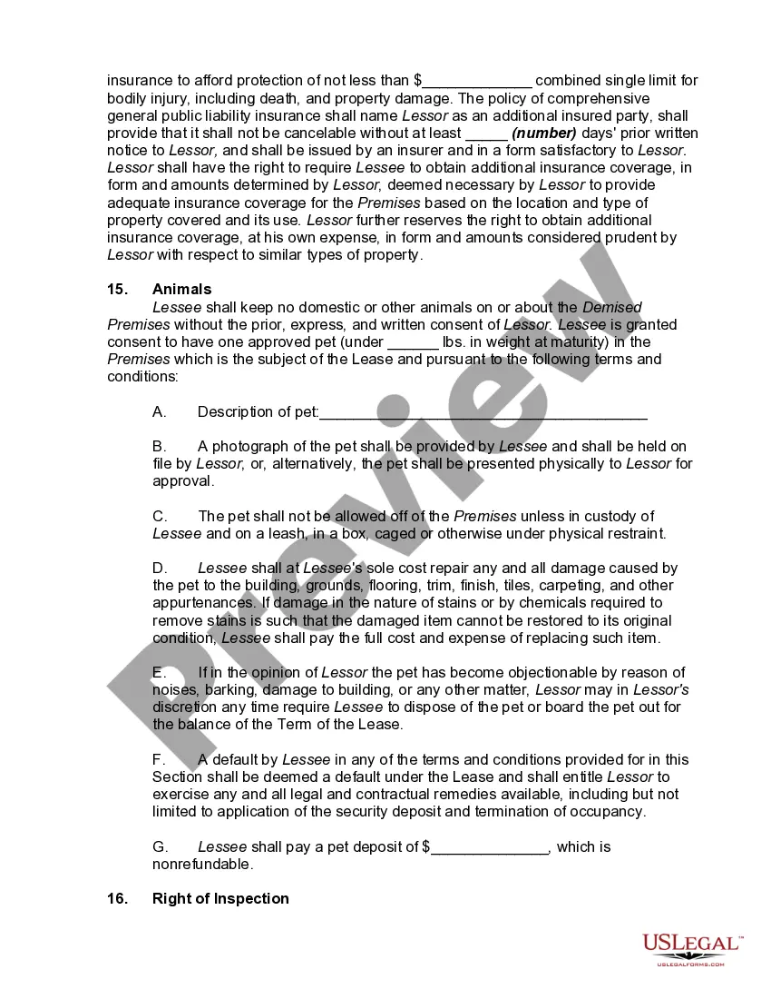 Get Lease of Unfurnished House with Move In and Move Out Inspection Report, Pet and Military Clause Preview Lease of Unfurnished House with Move In and Move Out Inspection Report, Pet and Military Clause