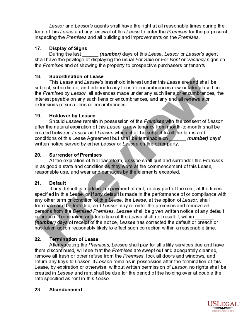 Get Lease of Unfurnished House with Move In and Move Out Inspection Report, Pet and Military Clause Preview Lease of Unfurnished House with Move In and Move Out Inspection Report, Pet and Military Clause