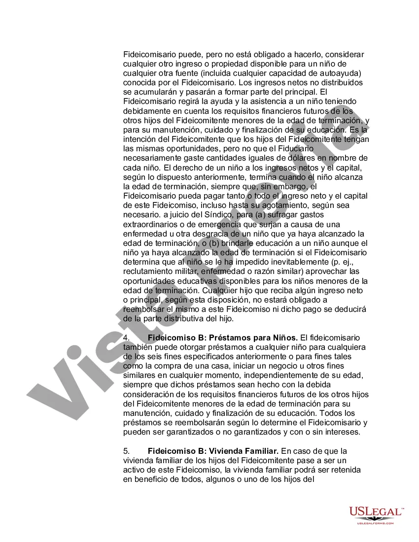 Preview Fideicomiso de deducción marital - Fideicomiso A y Fideicomiso de derivación B