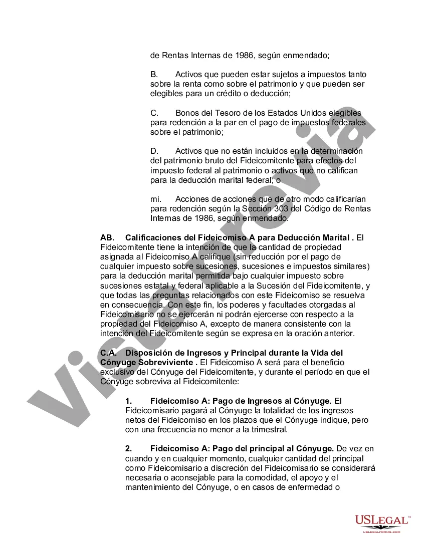 Preview Fideicomiso de deducción marital - Fideicomiso A y Fideicomiso de derivación B