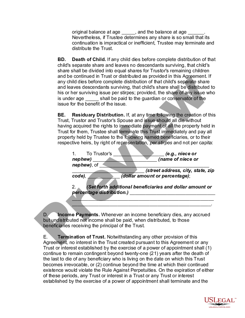 Marital Deduction Trust - Trust A And Bypass Trust B - Trust B | US ...