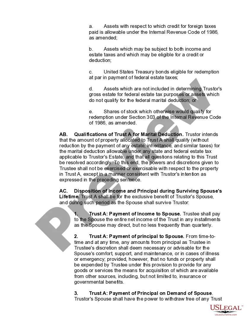 Get Marital Deduction Trust - Trust A and Bypass Trust B Preview Marital Deduction Trust - Trust A and Bypass Trust B
