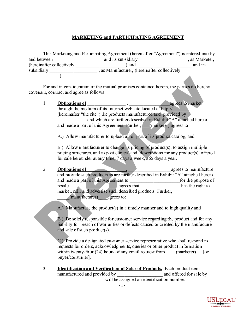 page 0 Marketing and Participating Internet Agreement preview