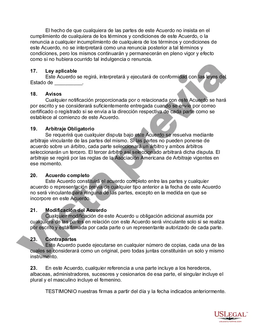 Preview Acuerdo de acciones de capital