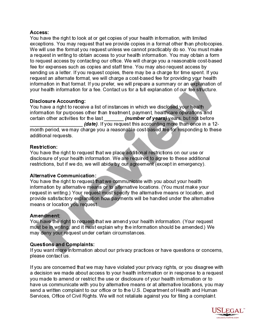 Get Notice of Privacy Practices Pursuant to HIPAA Preview Notice of Privacy Practices Pursuant to HIPAA