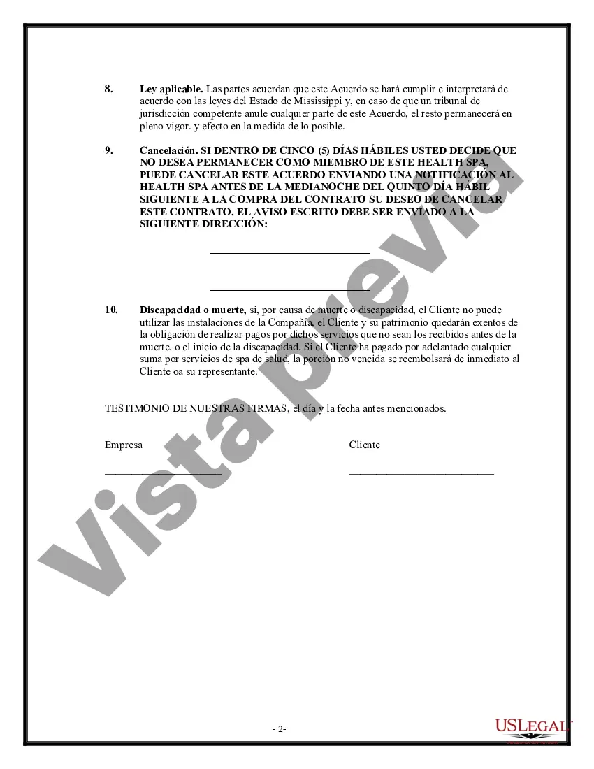 Preview Acuerdo de cama de bronceado y formulario de liberación