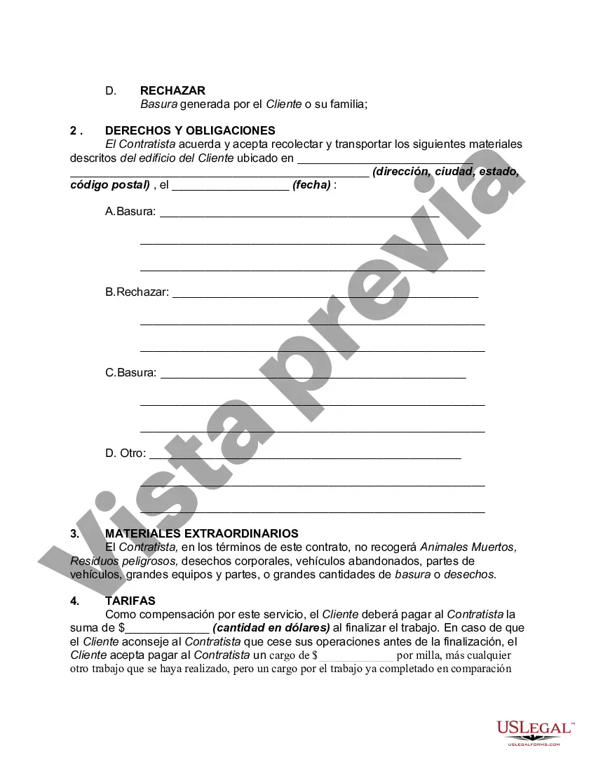 Preview Contrato de Limpieza de Viviendas, Garajes y Edificios de Almacenamiento de Indeseables y Residuos