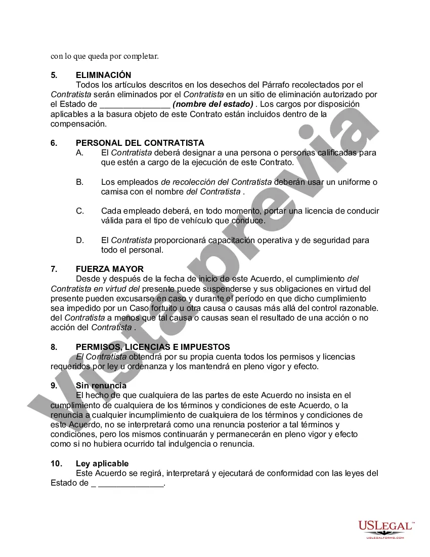 Preview Contrato de Limpieza de Viviendas, Garajes y Edificios de Almacenamiento de Indeseables y Residuos