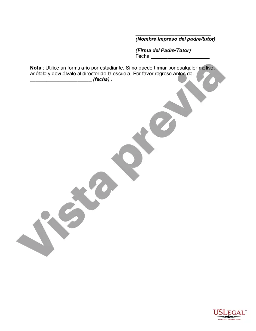 Preview Formulario de permiso médico para la escuela