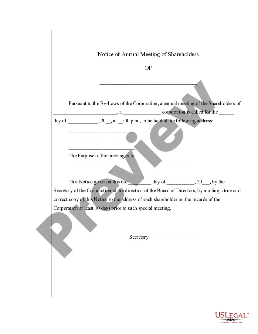 Get Notice of Shareholders Meeting Preview Notice of Shareholders Meeting