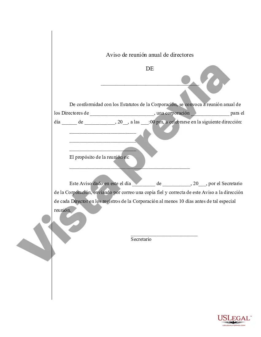 Preview Aviso de reunión especial o reunión anual de directores
