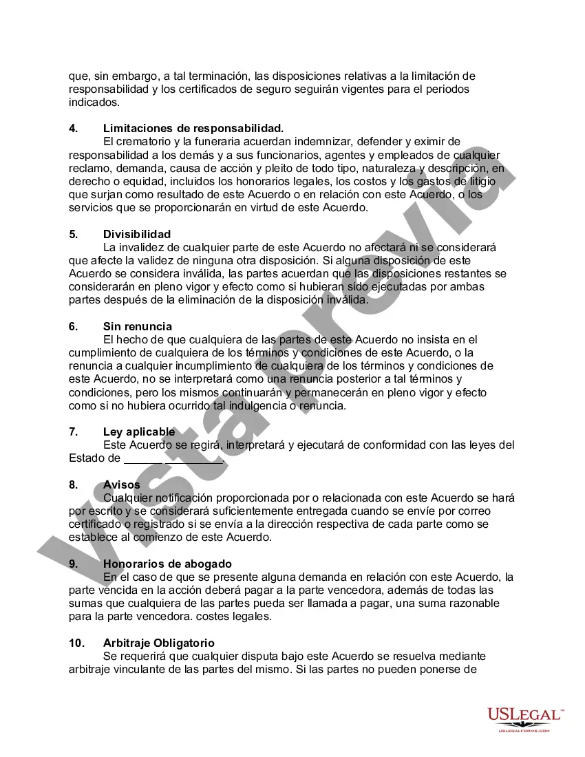 Preview Acuerdo entre Funeraria y Crematorio para Servicios de Cremación