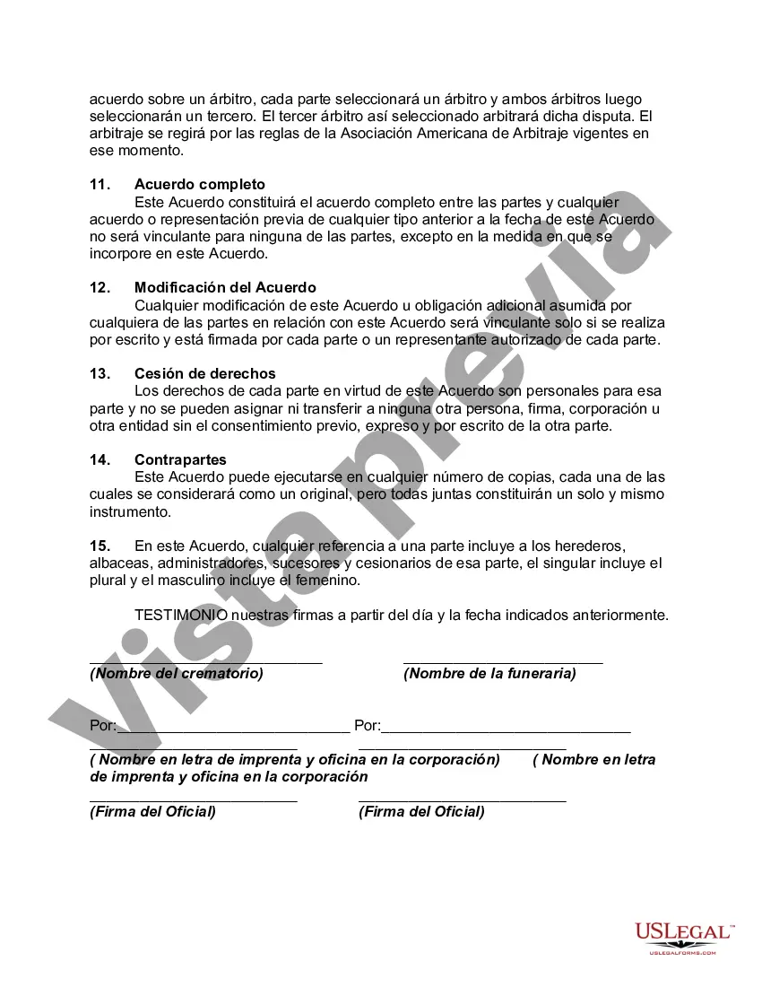 Preview Acuerdo entre Funeraria y Crematorio para Servicios de Cremación