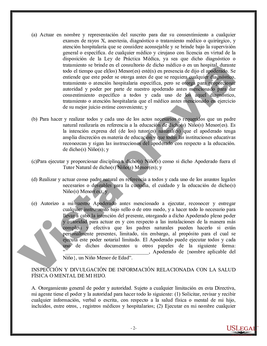 Kentucky Poder Notarial Para El Cuidado De Un Ni O O Ni Os Menores De Edad Poder Notarial Us