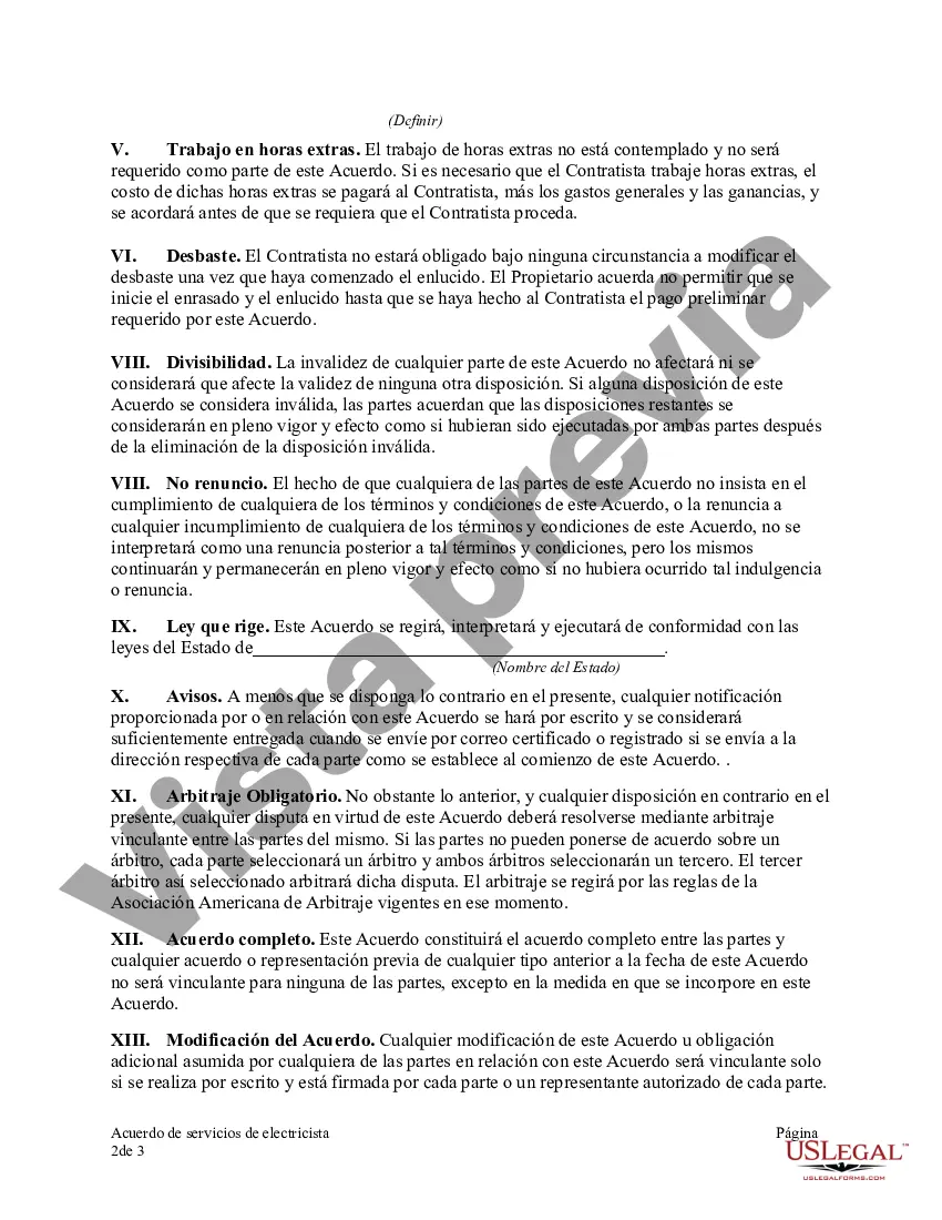 Preview Acuerdo de servicios de electricista