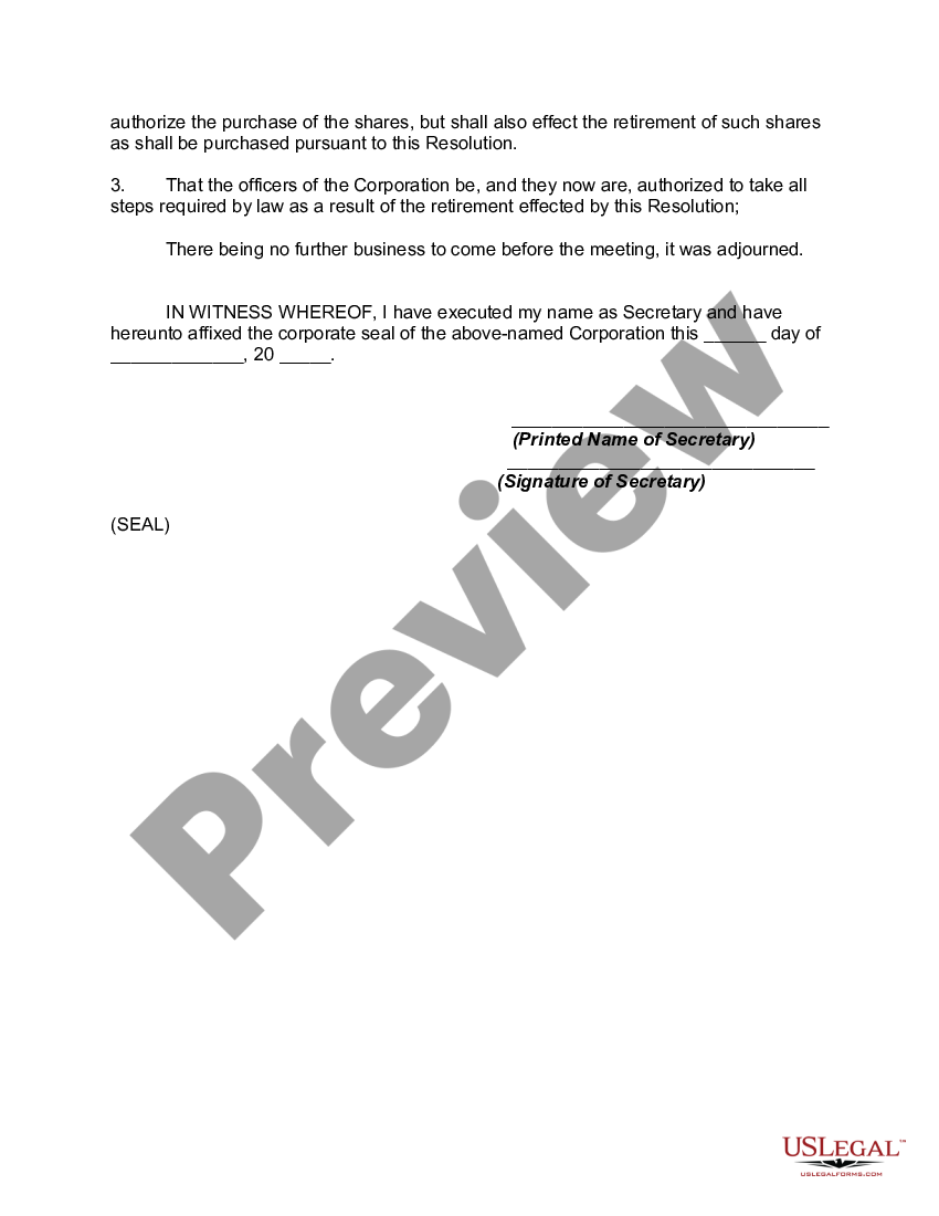 North Dakota Resolution of Directors of a Close Corporation Authorizing ...