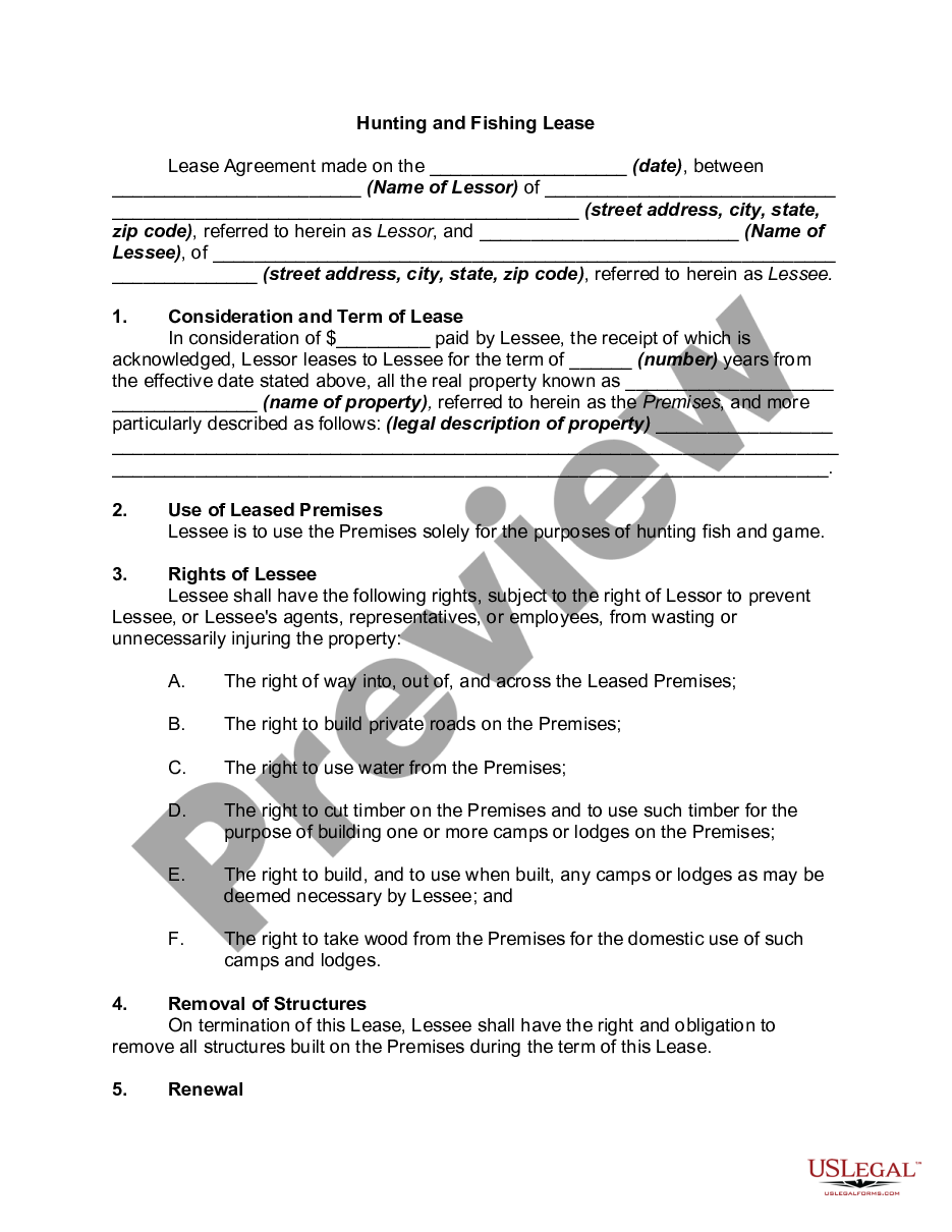 page 0 Hunting and Fishing Lease - Land or Property preview