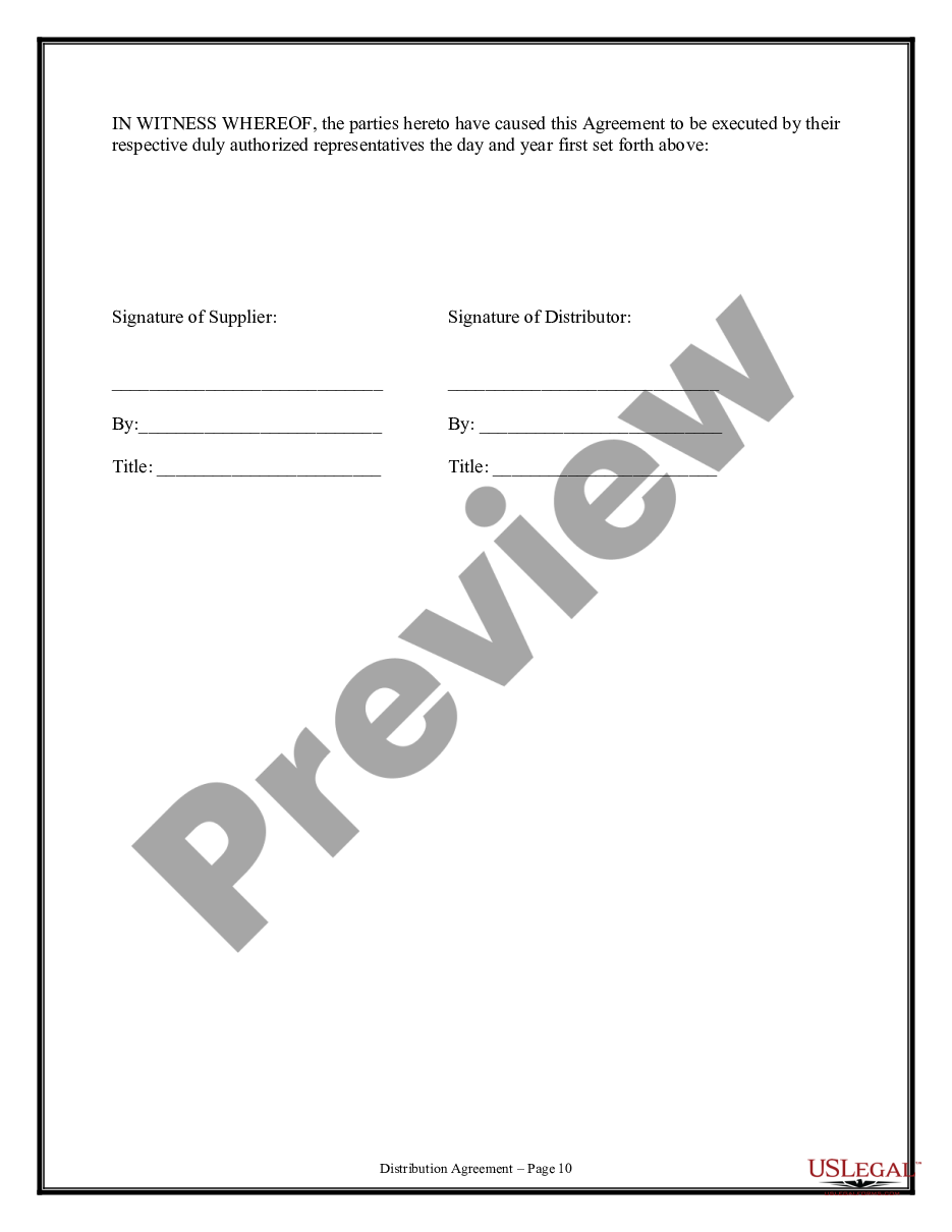 page 9 Distribution Agreement preview
