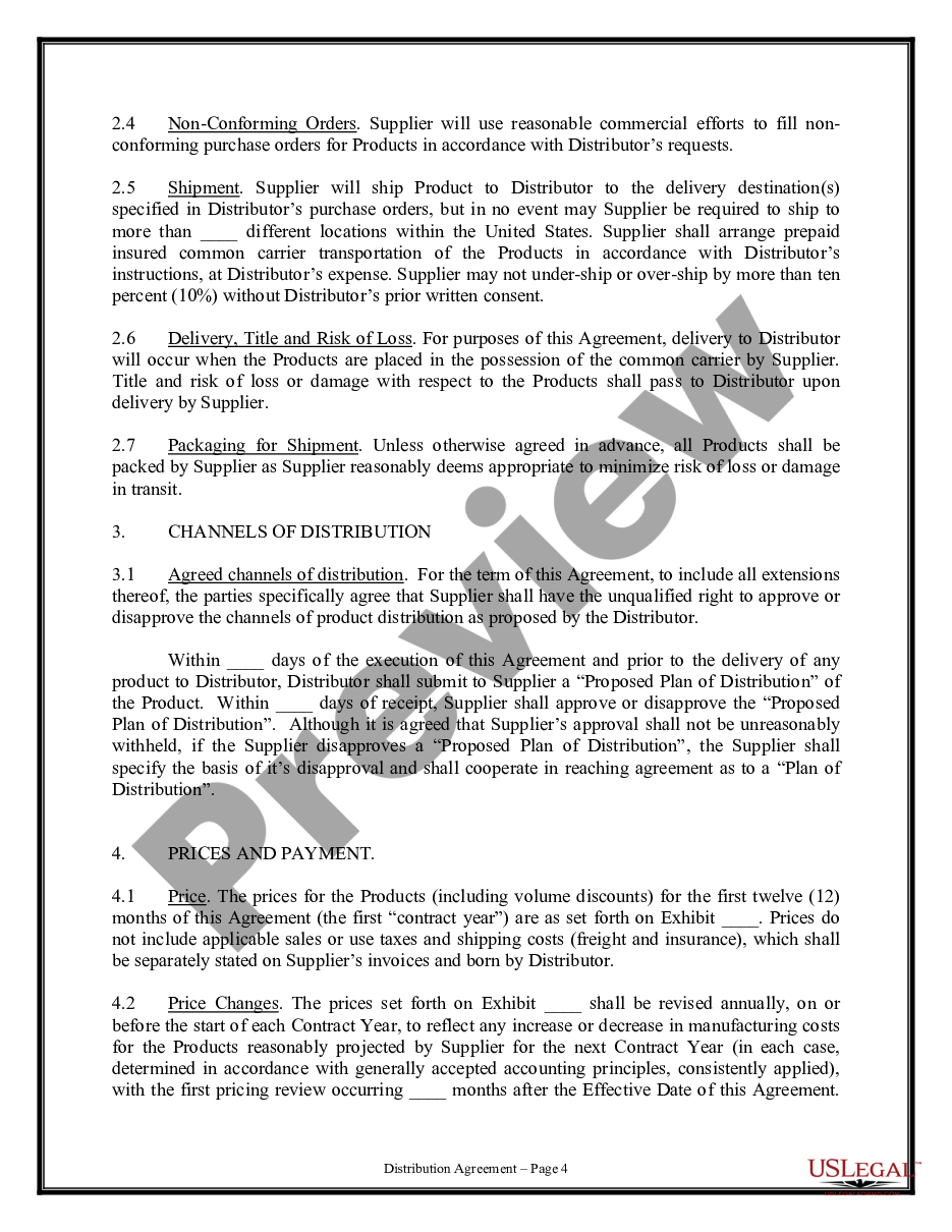 page 3 Distribution Agreement preview