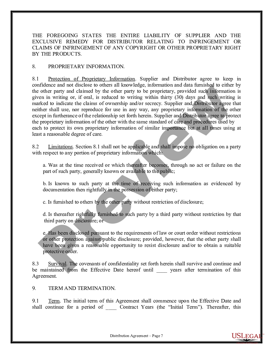 page 6 Distribution Agreement preview