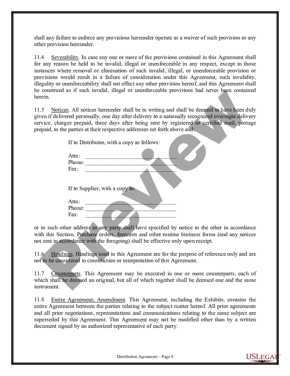 page 8 Distribution Agreement preview
