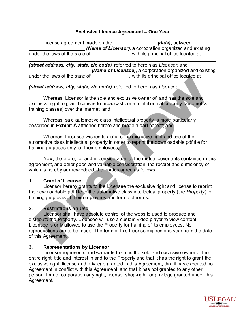 Exclusive License Agreement Template