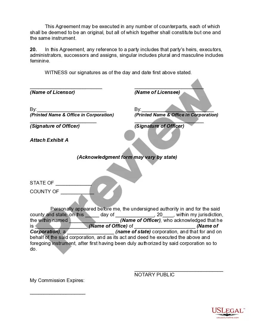 Preview Exclusive License Agreement - One Year